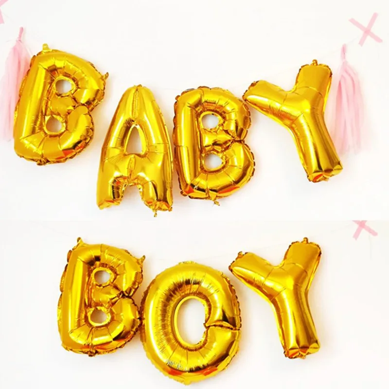 16 дюймов детка Пол выявить воздушные шары с буквой для маленьких мальчиков Девочка Душ Для вечеринки по случаю Дня Рождения украшения воздуха Дети поставки - Цвет: Gold Baby Boy