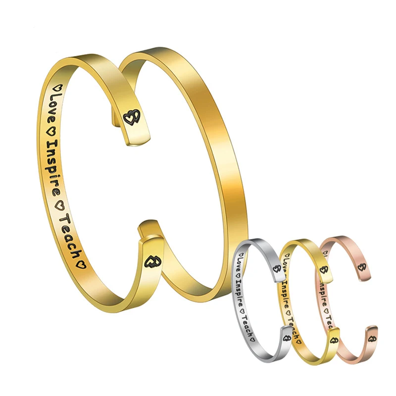 Браслеты love Inspire Teach Mantra 316L из нержавеющей стали с гравировкой на заказ