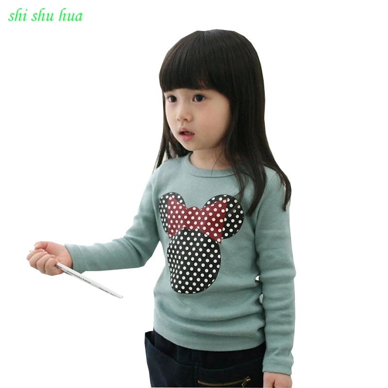 

Girl clothes Long-sleeved T-shirt Cartoon Minnie Print Sweatshirt High-quality Baby Fashion T-shirt3-7y Girl Comfortable Clothes