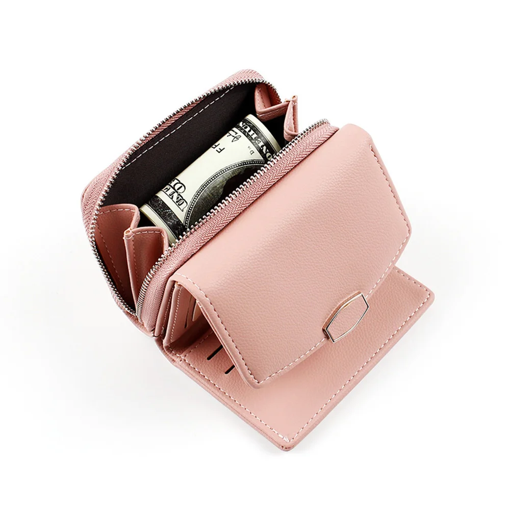 

Female Wallets With Zipper Pocket For Money Card Coin 2019 Fashion Designer Purses Ladies Small Wallet Cute Pink Women Purse