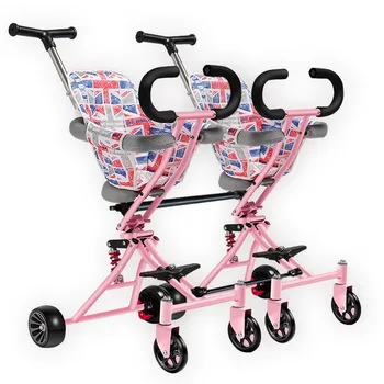 شراءعربة أطفال توأم ترايك 3 In1 عربة أطفال للسفر والرضع L مقطورة ميكر ترايك Xl Cochesitos De Bebe مقطورة دراجات سوداء
