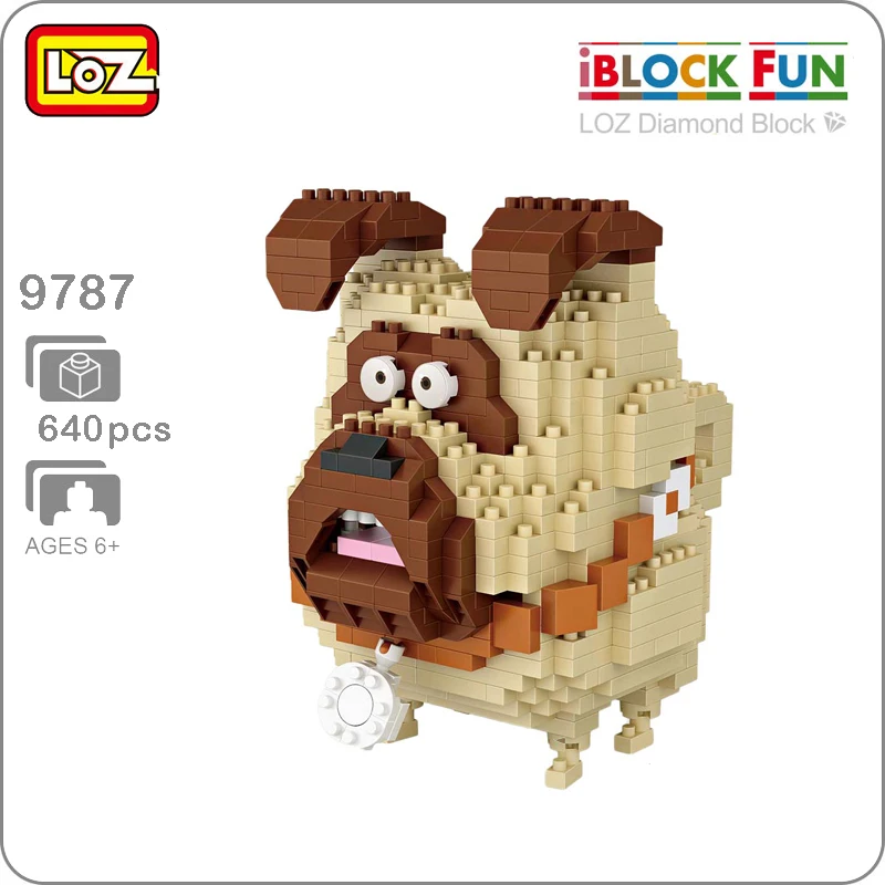 LOZ 9787 мультфильм мопса собака коричневый животное 3D модель 640 шт. DIY микронано