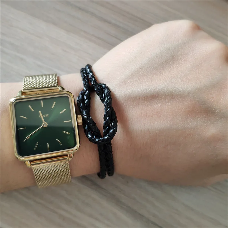 

Handmade Boho Hippie All Black Macrame Lucky Knot Pattern Genuine Leather Silver Clasp Bracelets for Man Women Hand Jewelry