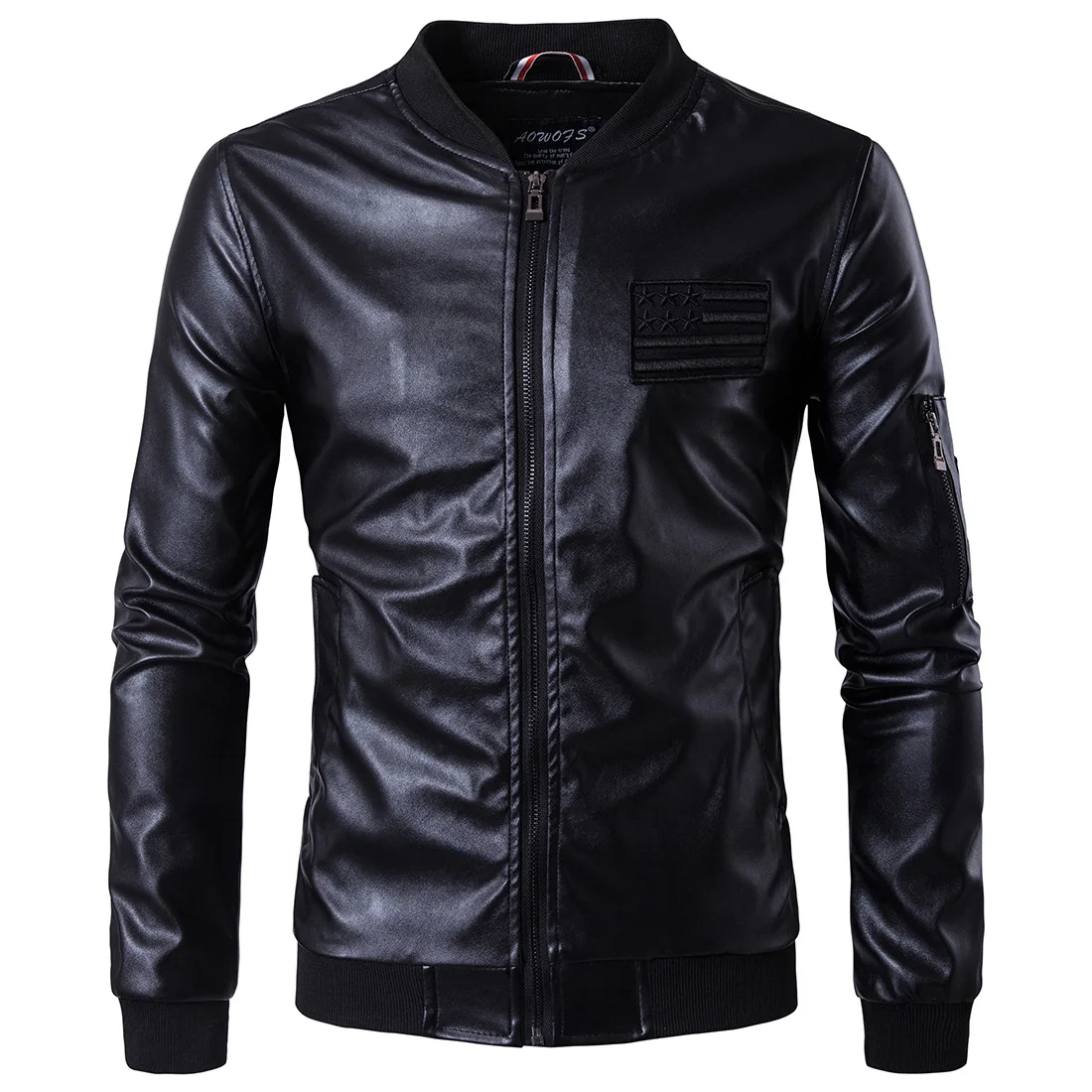 

MarKyi 2017 brand new embroidery men's winter leather jacket good quality long sleeve zipper mens motorcycle jacket eu size 5xl