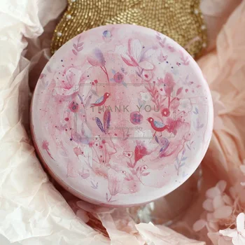 

Round Small Iron Boxes Candy Box Cake Biscuit Packaging Necklace Earrings Ring Box Diameter 10.7cm Gift Packing Box Party Supply