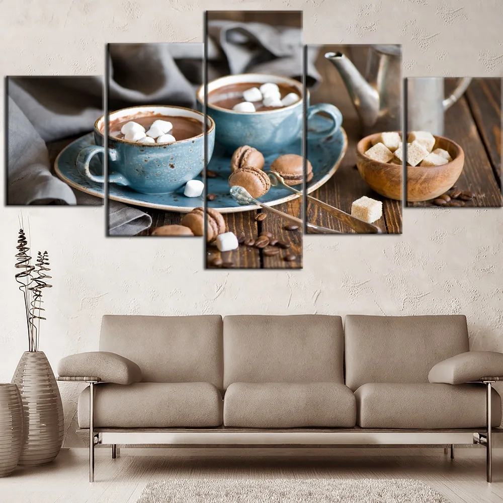 Framework-Canvas-Painting-5-Pieces-Printing-Food-Chocolate-And-Marca-Dragon-Type-Poster-Home-Decorative-Modern