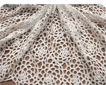 off White Crocheted Bridal Lace Fabrics Wedding Dress Gown Fabric with Hollowed Out Rose Pattern, 1 yard african lace fabric
