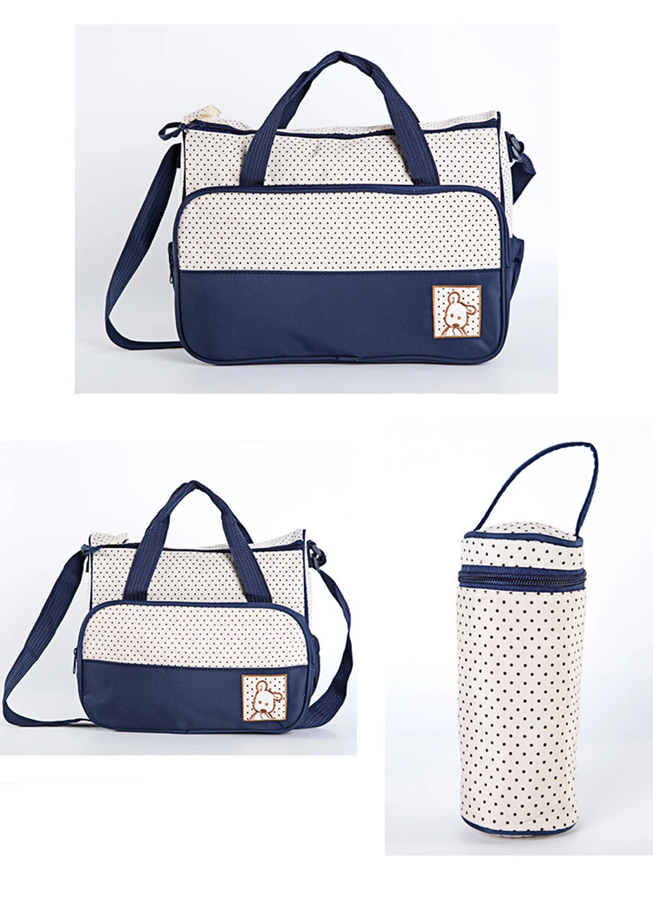 Cuidados com o Bebê Bolsas de Fraldas Bolsa de Fraldas Multifuncional Mãe Grande Capacidade Mochila Maternidade Mudando Infantil 5 Pçs - Set 3 Mamãe e Bebê