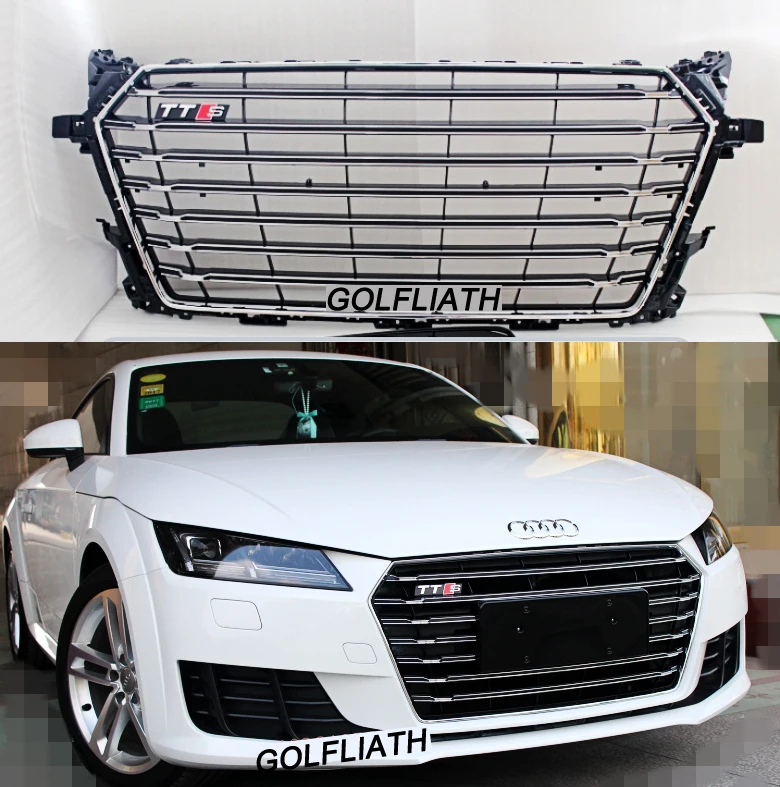 

TTS Style chrome frame black/gray Front Bumper Grill Grille For Audi TT MK3 Typ 8S 2015 2016 2017