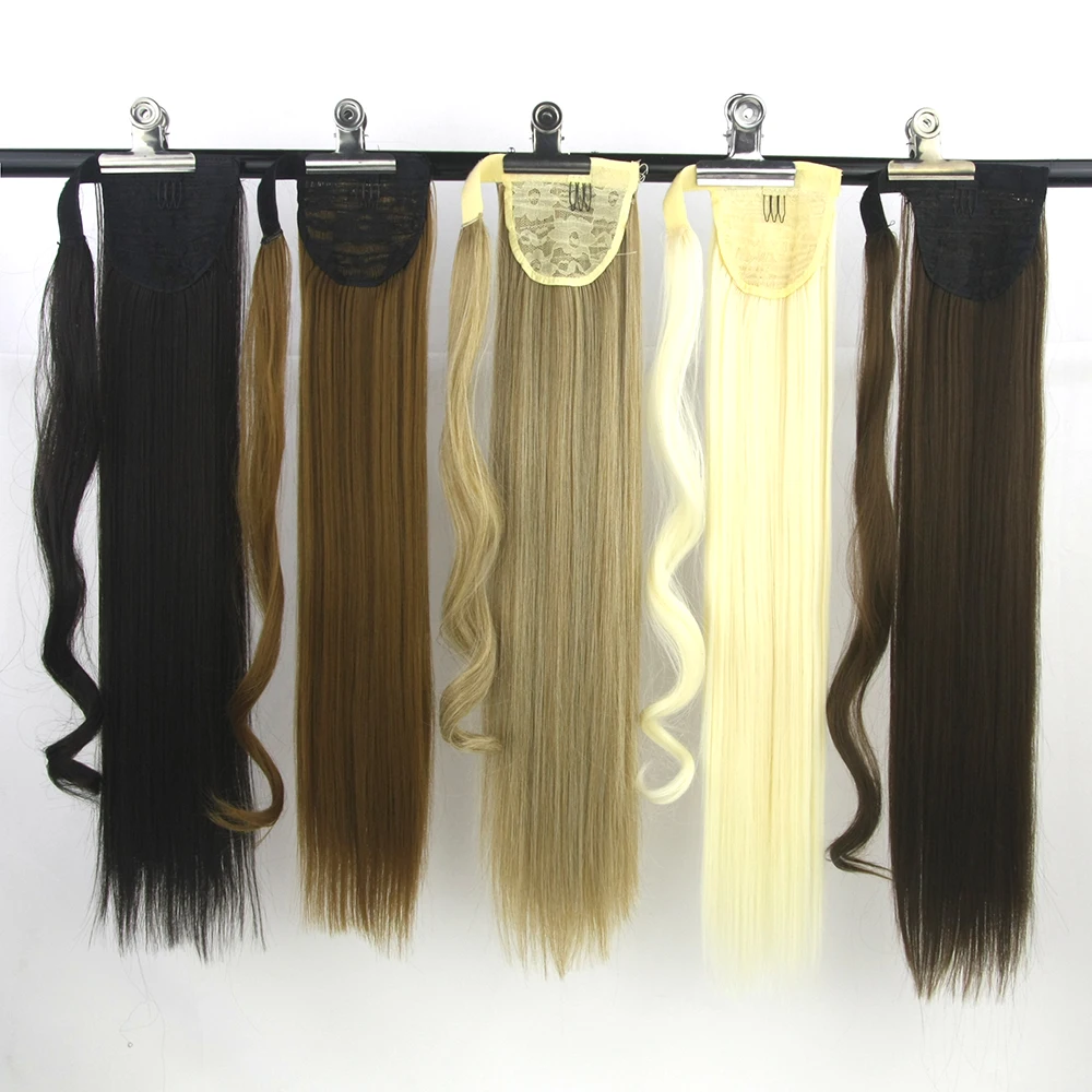 

Soowee Long Straight High Temperature Fiber Synthetic Hair Extensions Blonde Pony Tail Hair Drawstring Ponytails