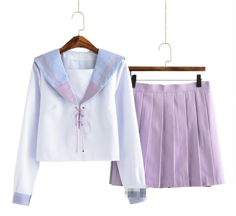 Японская школьная форма для девочек матросский топ + юбка одежда в темно синем
