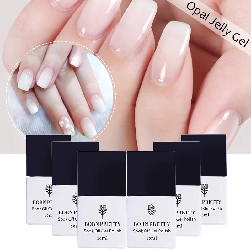 10ml BORN PRETTY Opal Jelly Gel Polish 1 Bottle White Soak Off Manicure