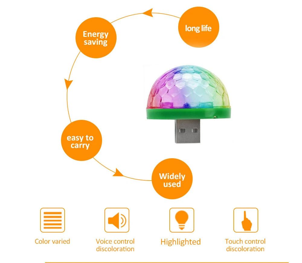 ZjRight USB мини многоцветные светодиодные фонари микрофон банк питания компьютер мобильный телефон Звук управление Музыка волшебный шар неоновое освещение