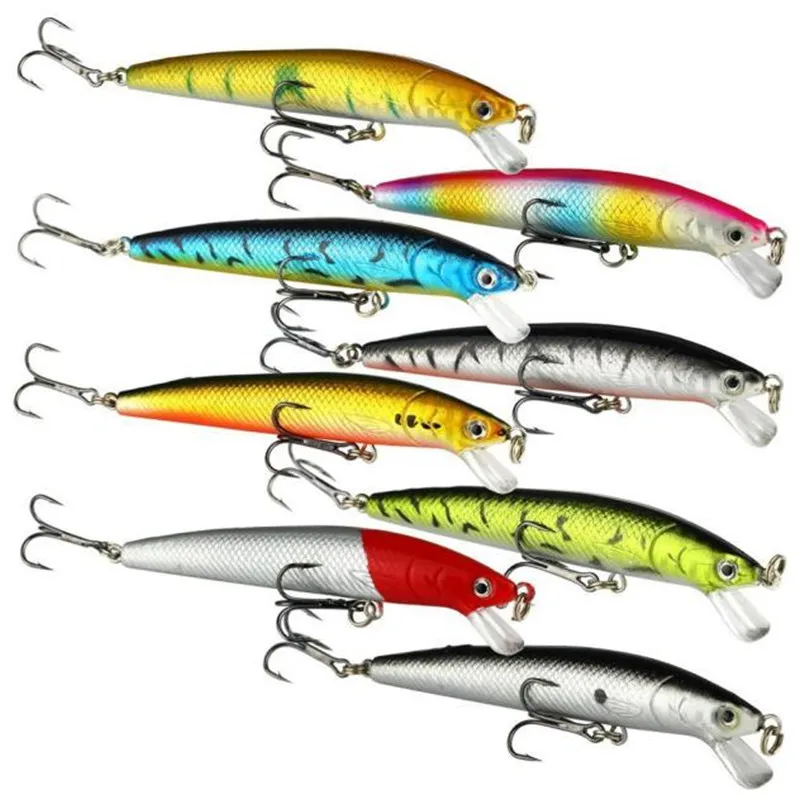 Lures Fishing 10cm 8pc Minnow Hooks Alloy Plastic Lures Baits fishhooks fishing accessories