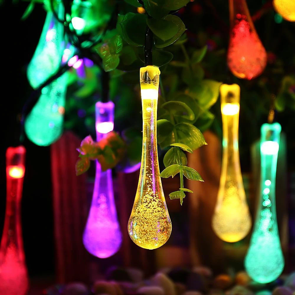 7M 50LEDs Solar Powered Retro Drop String Lights XMAS Garden Outdoor Fairy Lamps