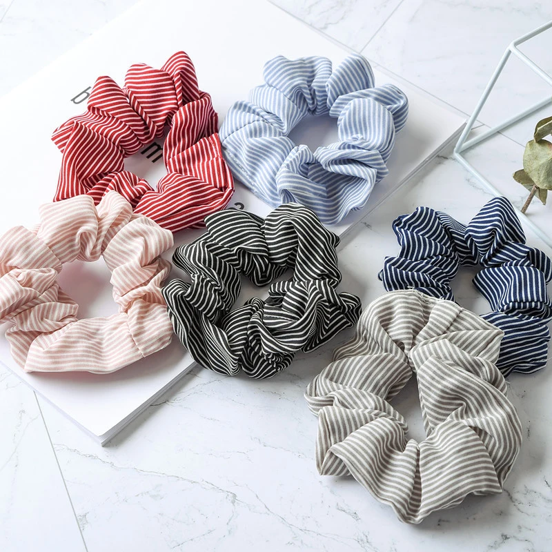 

Fashion Girl Three-Dimensional Stripes Fabric Hair Scrunchy Ponytail Holder Hair ties Gum Elastic Hair Bands Rubber Bands 6C2567