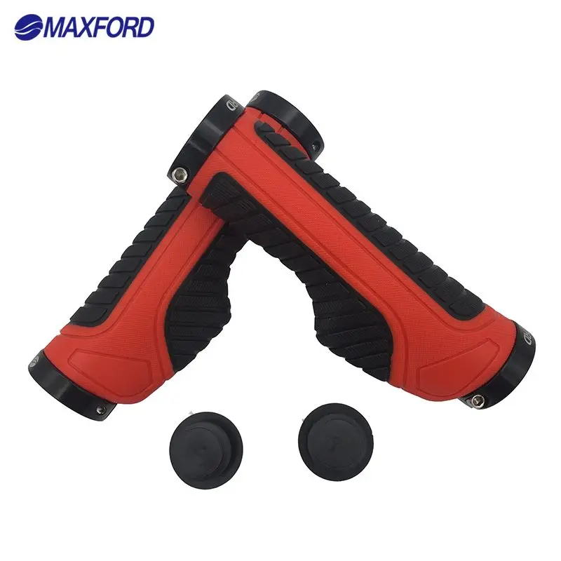 

MAXFORD MTB Moutain Bicycle Grips Cycling handlebar Bar End Parts Rubber Grip Alloy rings locked Red Blue Green Cycling grips