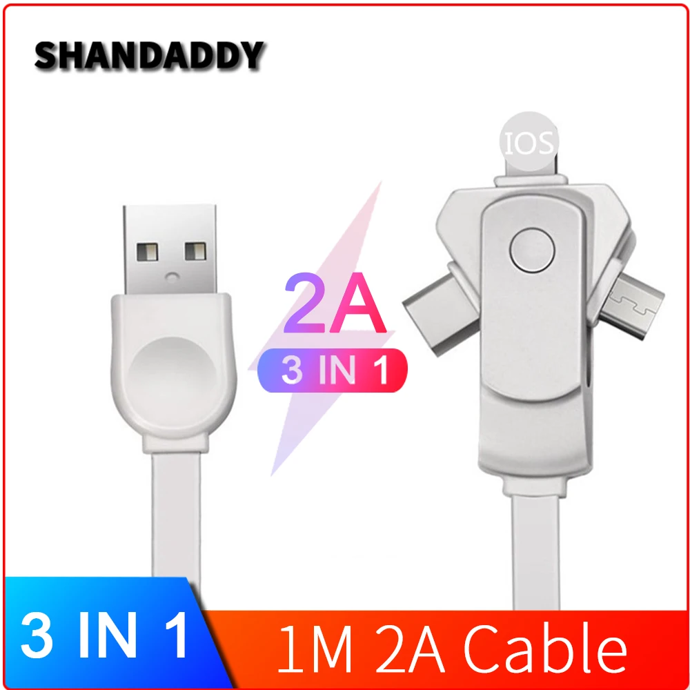 

3in1 USB Cable for Mobile Phone Micro USB Type C Charger Cable for iPhone Samsung Note 8 Charging Cable Micro USB Charger Cord