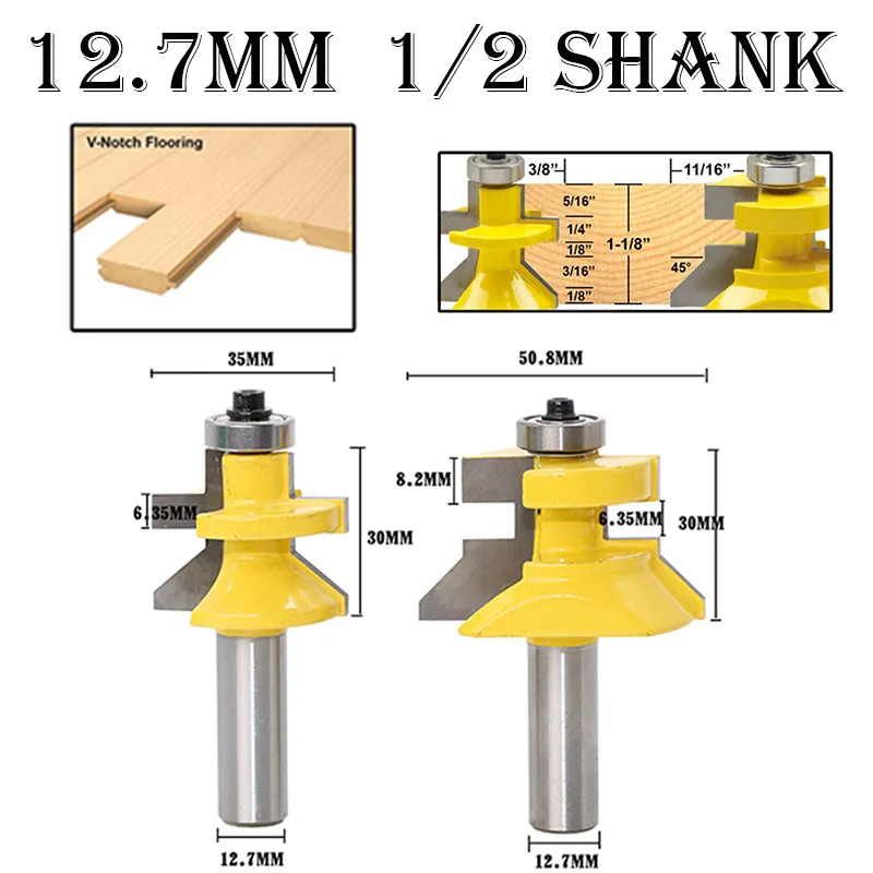2 шт./компл. v-образные и соответствием языка фреза комплект обрезная деревообрабатывающая фреза Инструменты 12,7 мм фрезы для дерева