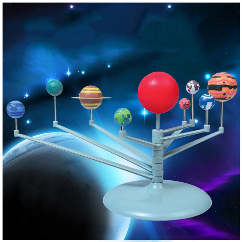 

Nine Planet Model Puzzle Assembled Solar System Planetary Instrument Children Science And Education DIY Toys Set Luminous E03