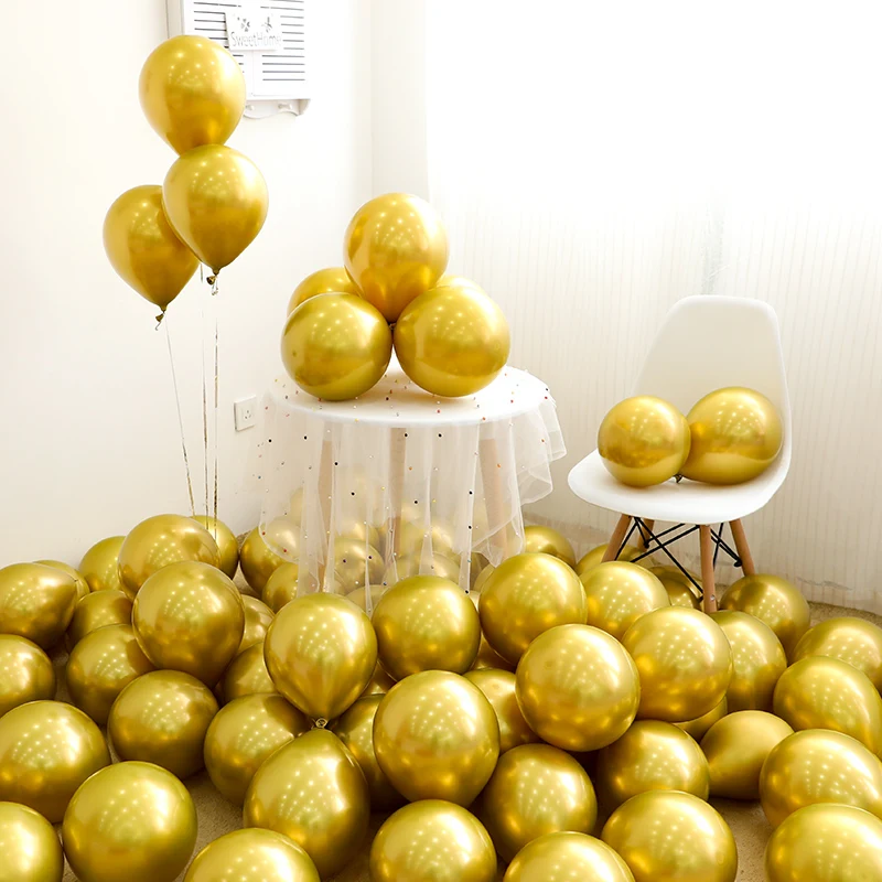 Серебряные золотые шары из латекса цвета металлик перламутровый металлический шар золотистого цвета Globos Свадебные товары для дня рождения воздушный шар 12