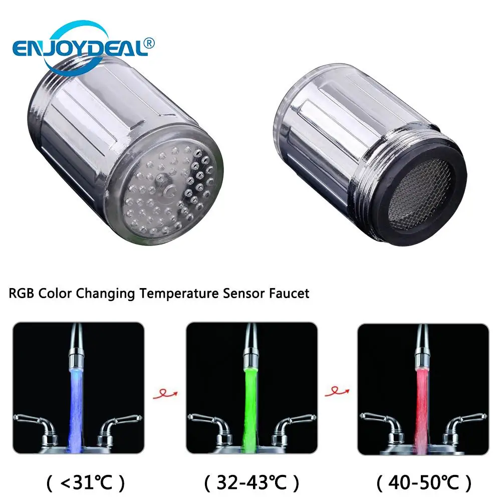 

Novelty Light Glow LED Water Faucet Luminous Stream Light Blue Light 3Color 7 Colors Change Shower Tap Faucet Nozzle Head Light