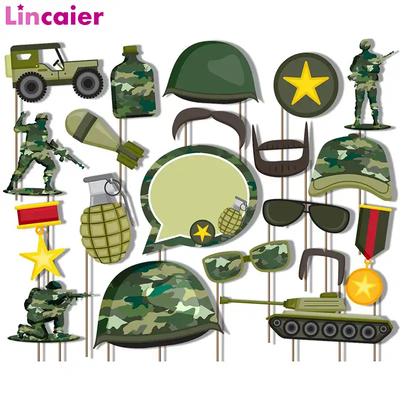 20pcs Classic Camo Army Military Photo Booth Props Kit Birthday