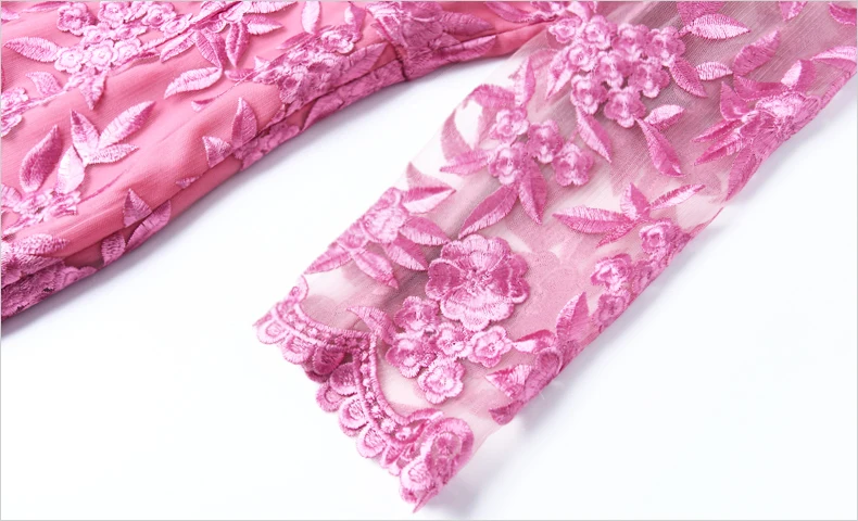 Leiouna Розовый выдалбливают вышивка сетка лист посылка Винтаж 50s Bige Размер 4xl кружевное весеннее платье для женщин Vestidos новое поступление