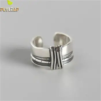 

Flyleaf 925 Sterling Silver Geometric Knot Width Rings For Women Personality Simple Femme Fashion Fine Jewelry Open Ring Vintage