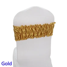 Золотая цветная лента, свадебное кресло, пояс, гофрированный спандекс, пояс для стула, чехлы для всех стульев для свадьбы, банкета, вечерние украшения