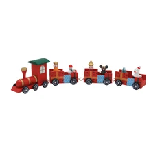 Деревянный Рождественский поезд орнамент Рождественское украшение для дома детская самодельная игрушка подарок 4 шт