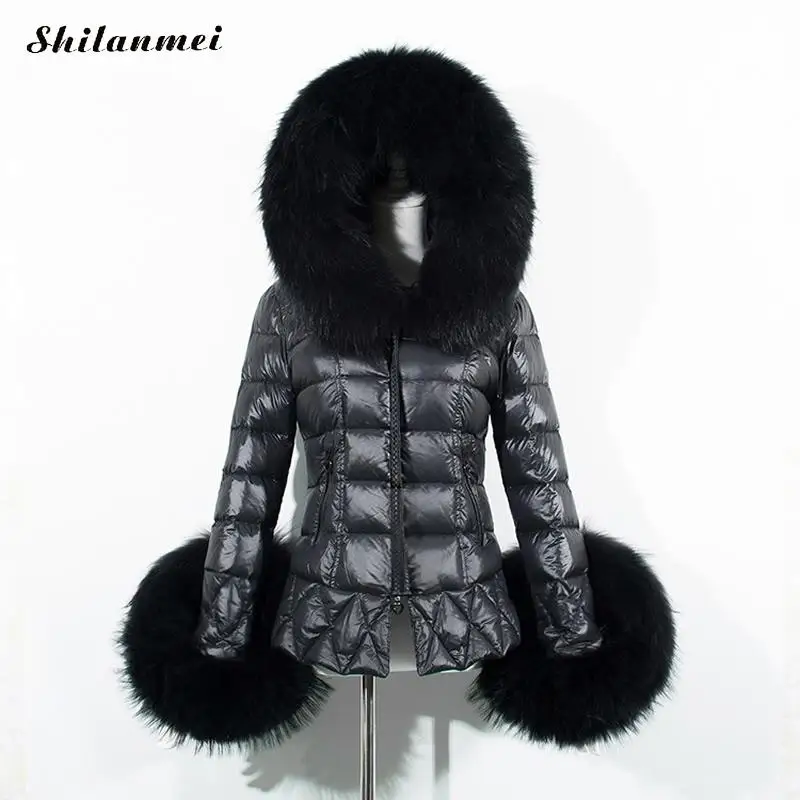 2017 Winter Women Parkas for Coat Big Raccon Fur Fashion Female Down Jacket With a Hood