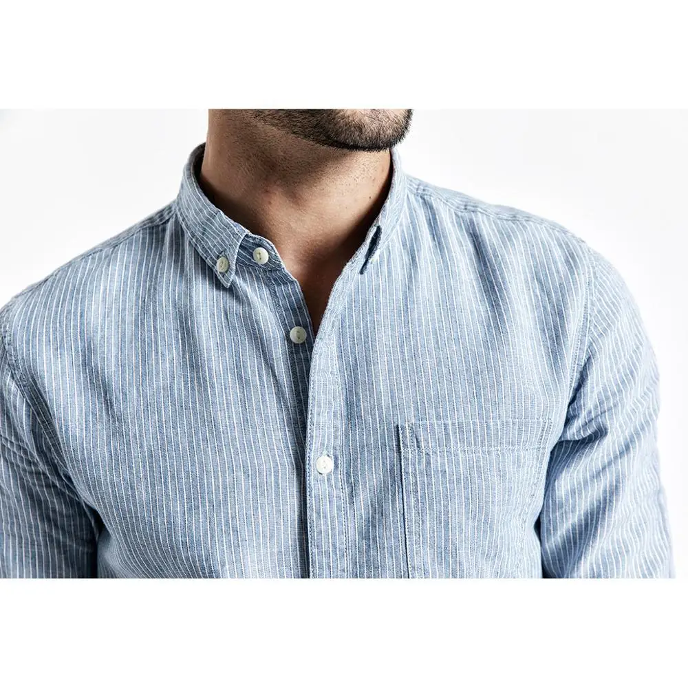 SIMWOOD 2019 الخريف الصيف جديد العمودي مخطط قميص الرجال القطن قميص كتان زائد الحجم camisa الاجتماعية الغمد الملابس 190219