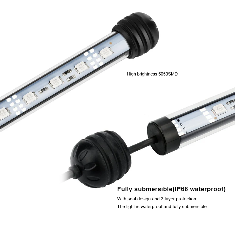 ЕС 220 V Водонепроницаемый светодиодные аквариумные лампочки Освещение для аквариума Погружной подводный свет Бар Аквариум Украшение лампы 19/29/39/49 см