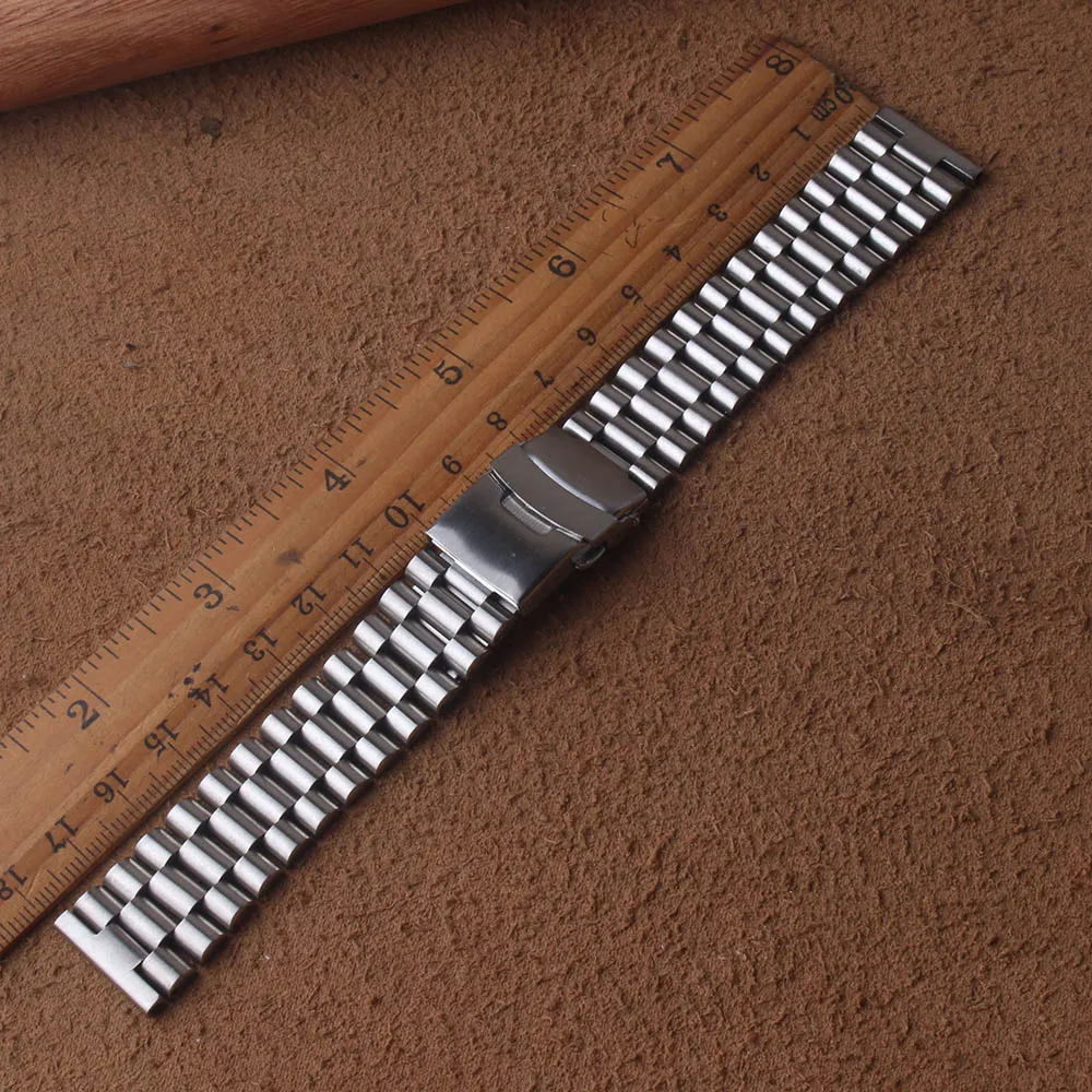 Мужской ремешок для часов, 20 мм, 22 мм, 24 мм, серебристый однотонный ремешок из матовой нержавеющей стали, браслет с прямым концом для умных часов