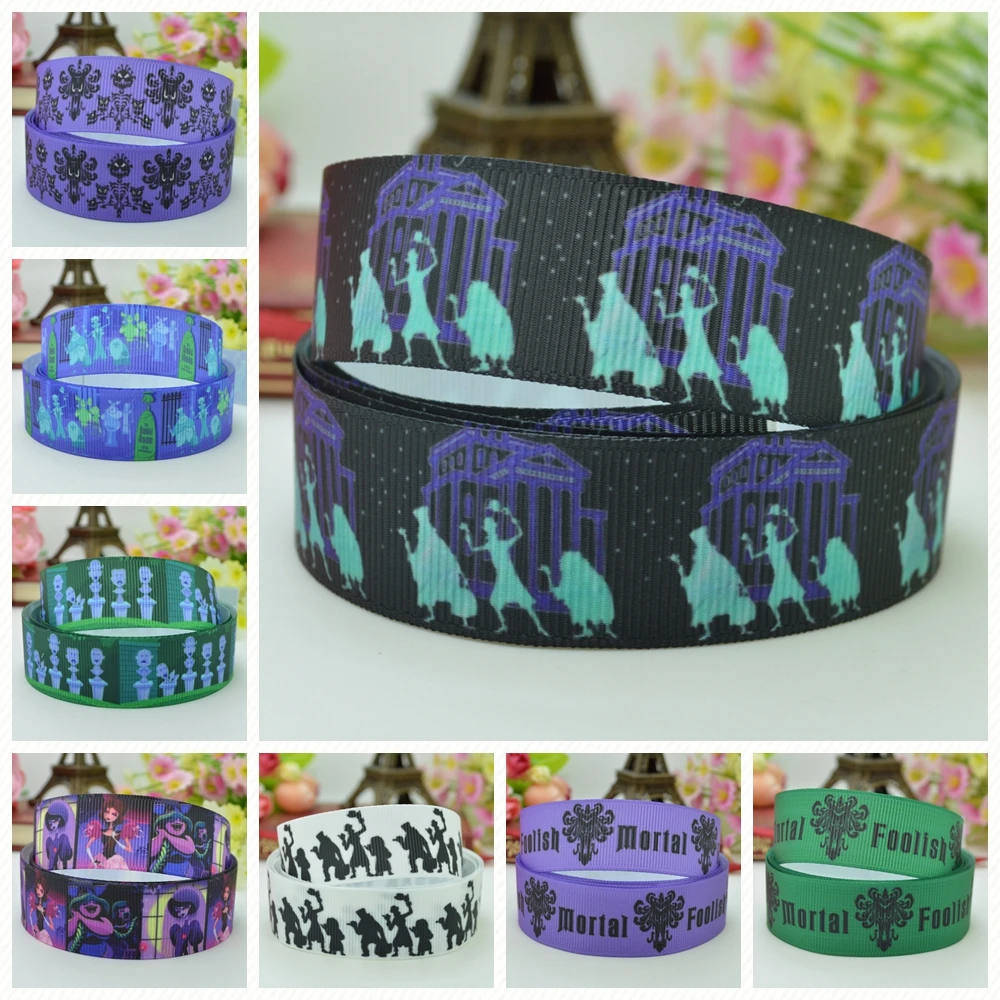 

DUWES 7/8" 22mm 2 5 10 50 Yards Haunted Mansion foolish mortals Printed grosgrain ribbon hair bow DIY handmade Retail