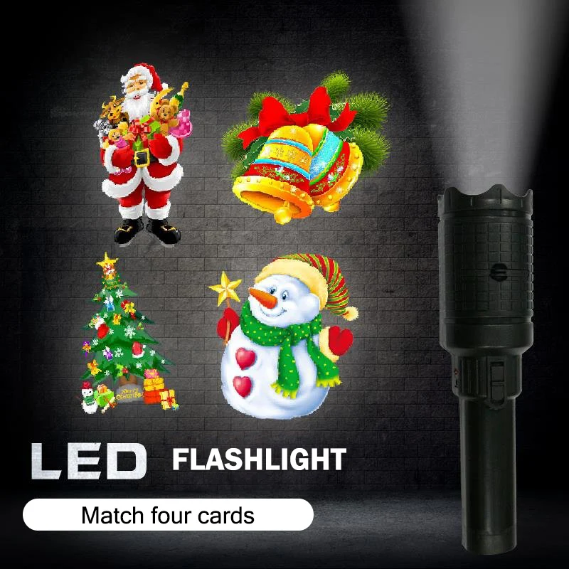 

LED Projector Flashlight with 12 Pattern Slides Tripod USB/Battery Portable Handheld Stage Light ALI88