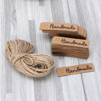 

100PCS Retro Kraft Paper Tags Gift Cards Handmade Price Tags for Wedding Birthday