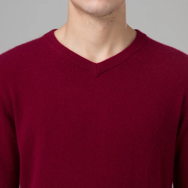 Sweater Man 100% Cashmere and wool Knitted Winter Warm Pullovers V-neck Long Sleeve Standard Sweaters Male Jumper 8Colors Tops