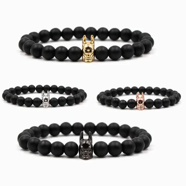 Diy Super Hero Gold Color Spiderman Ironman Batman Bracelets Men Diy Super Hero Gold Color Spiderman Ironman Batman Bracelets Men Matte Onyx Beads Bracelet For