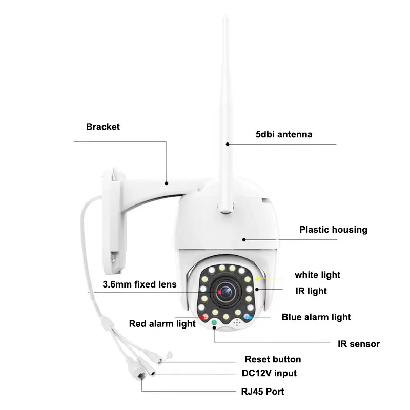 1080P wifi камера наружного автоматического слежения CCTV IP Беспроводная камера Мини PTZ купол двухстороннее аудио IP wifi камера видеонаблюдения