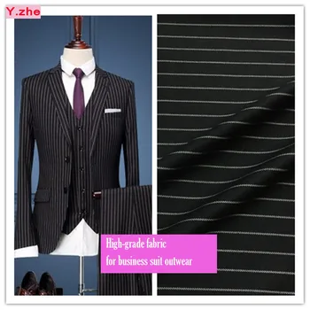 

High-grade Black Striped Business Suit Fabric Wide 150cm Stretch Meter Fabric DIY Sewing Man Women Dress Outwear Fabric