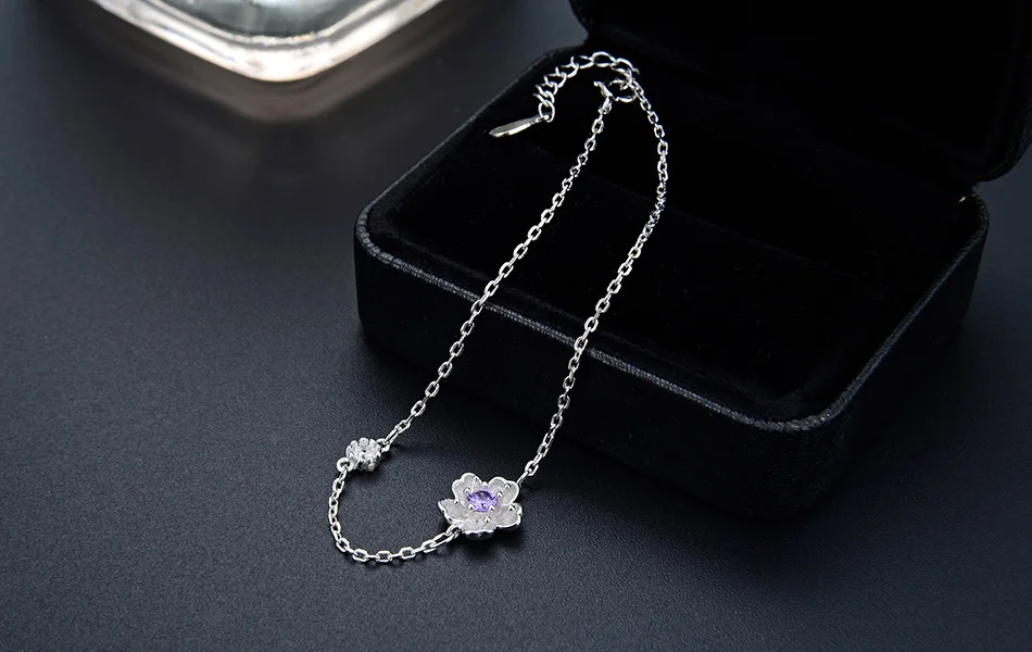 ORSA JEWELS Настоящее 925 пробы серебряные женские браслеты в форме цветка полированные романтические серебряные ювелирные изделия для девушек SB40