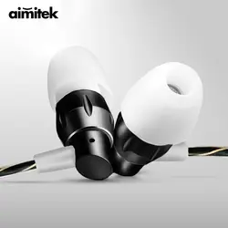 Aimitek HiFi Металл вкладыши Наушники Super Bass Шум изоляции наушники 3.5 мм спортивные наушники с микрофоном для мобильного телефона MP3