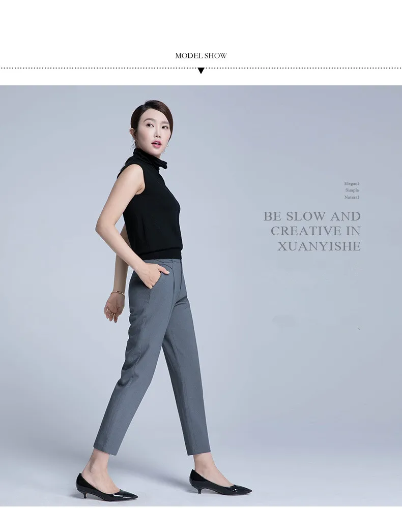 Verão para Mulheres Tornozelo-comprimento da Calça Acrmrac Cintura Oriente Calças Novo Estilo Cor Sólida Magro Tamanho Grande Soltas Harem Pants Calça Casual 4 Soltas Harem Pants calça casual Tornozelo-comprimento da Calça