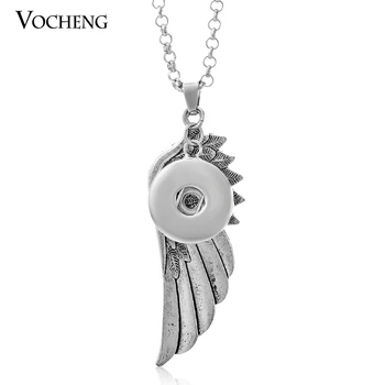 

10PCS/Lot 18mm Vocheng Snap Jewelry Interchangeable Wing Pendants Necklace with Stainless Steel Chain NN-053*10