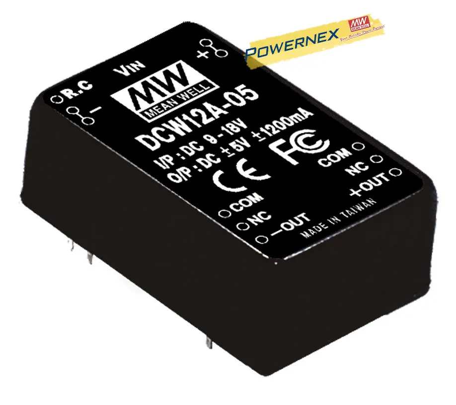 

[PowerNex] MEAN WELL original DCW12C-05 5V 1200mA meanwell DCW12 5V 12W DC-DC Regulated Dual Output Converter