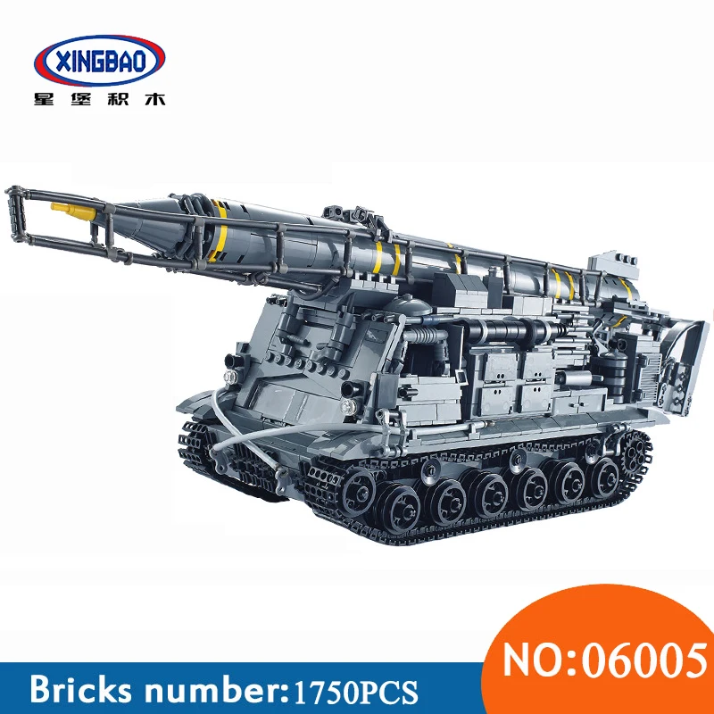

Xingbao 06005 1750Pcs Military Series The 8U218 TEL 8K11 Set Building Blocks Bricks Educational Boy`s Toys For Children Gifts