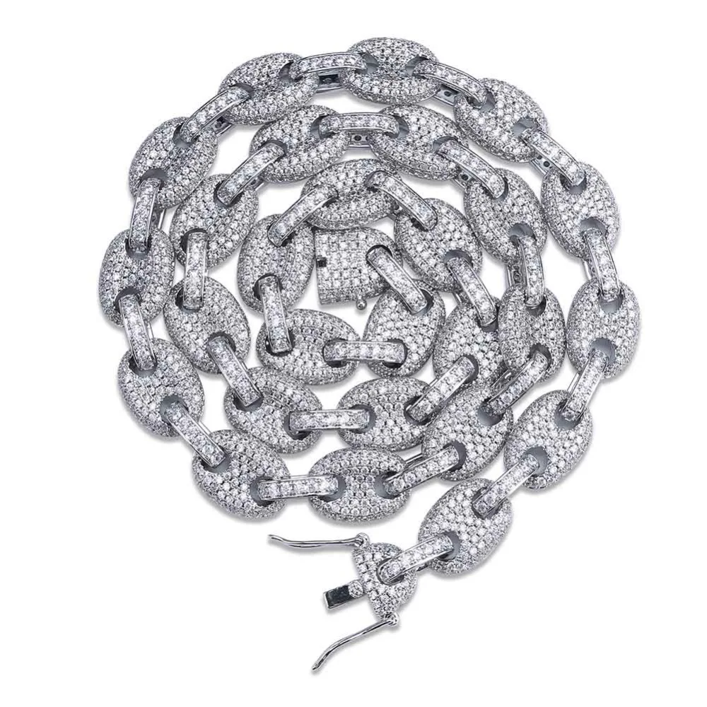  TOPGRILLZ 12 MM solide or argent couleur cubique Zircon lien collier Bling hommes Hip hop bijoux cu