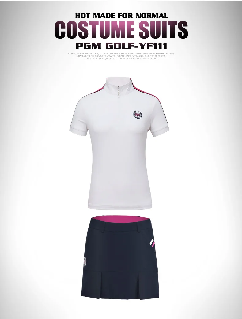 PGM Весна-осень Гольф одежда дамы с короткими рукавами на молнии воротник футболка женская тонкий эластичный дышащий высокого качества Рубашки